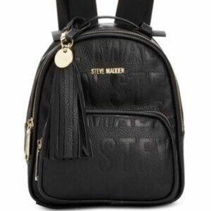 Euc Steve Madden Black Monogrammed Mini Backpack